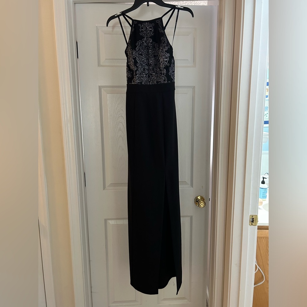 Black Formal Maxi Dress with Sequin Top